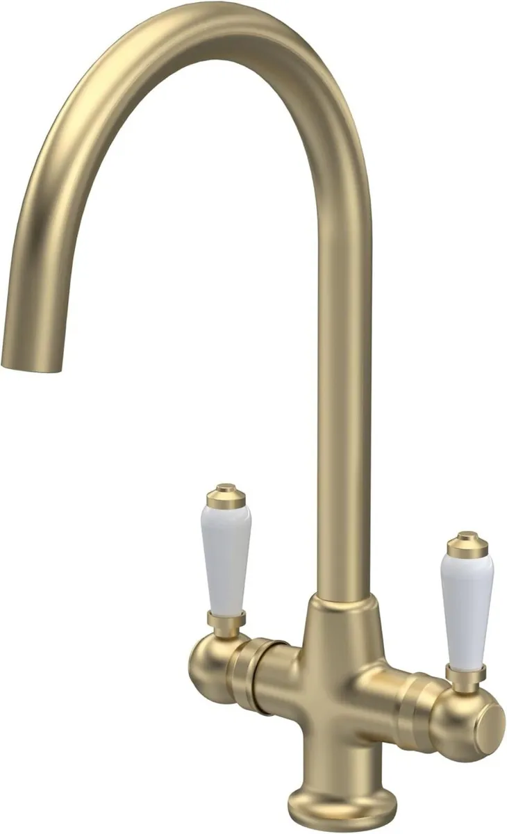 Kitchen Tap with Dual Lever Handles Mono Mixer - Image 1