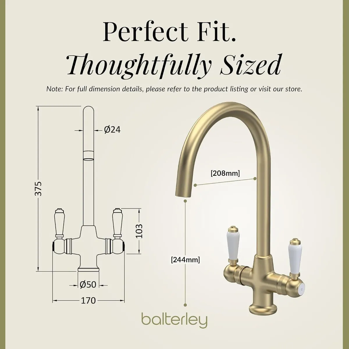 Kitchen Tap with Dual Lever Handles Mono Mixer - Image 2
