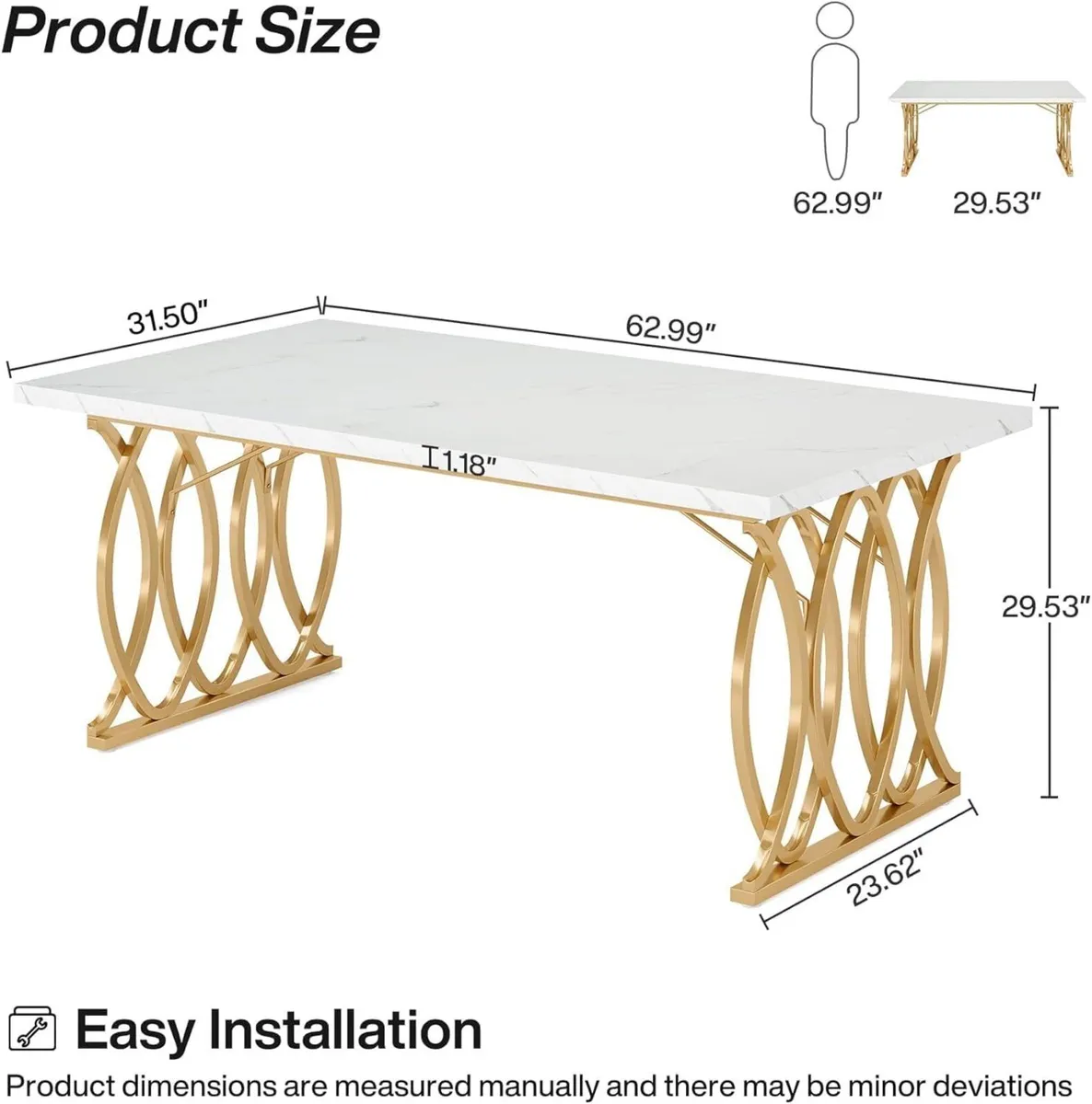 Modern Dining Table 63" Large Kitchen for 4-6 - Image 2