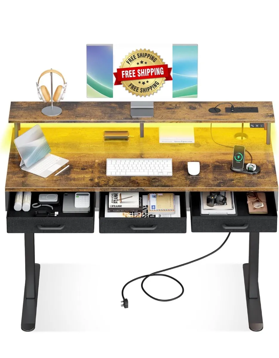 Standing Desk with 3 Storage Drawers, 120cm Height - Image 1