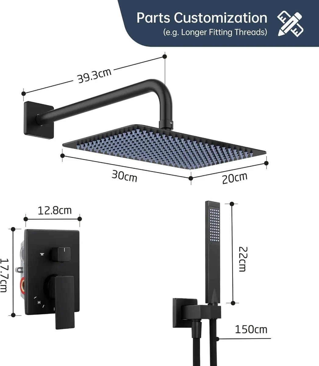 Concealed Shower System Set 12 Inch Head - Image 2