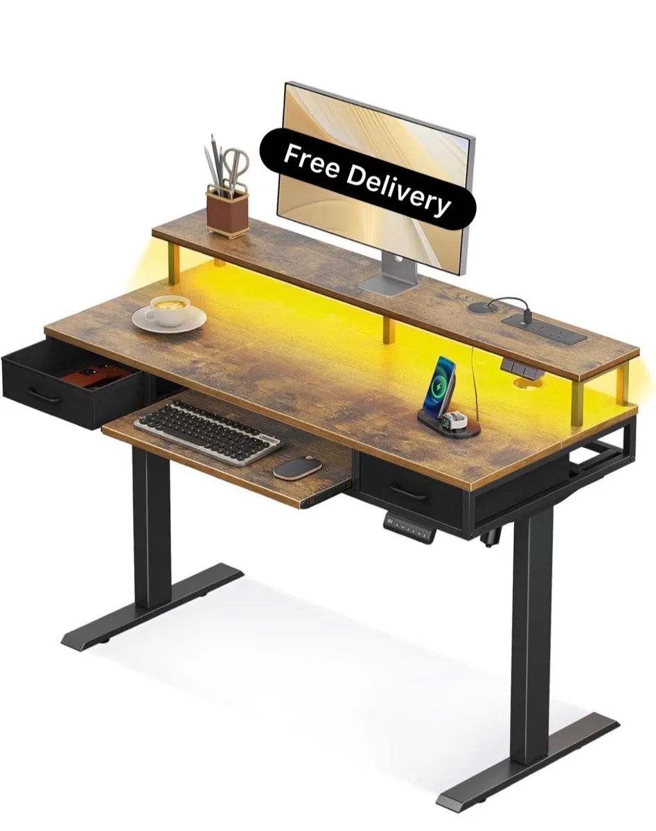 Standing Desk with Keyboard Tray & Storage Dra - Image 1