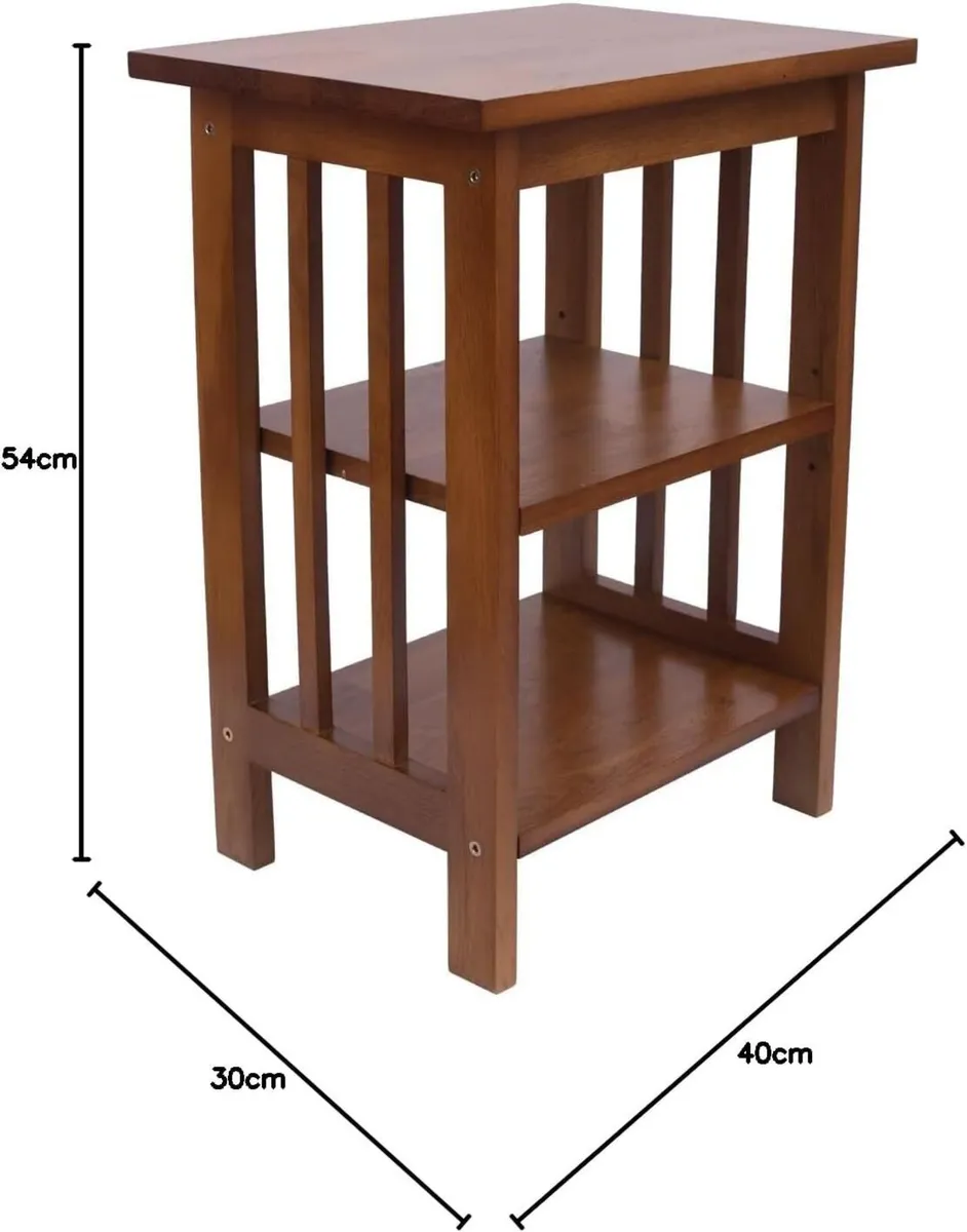 Oak Side Table 2 Storage Shelves Night End - Image 2