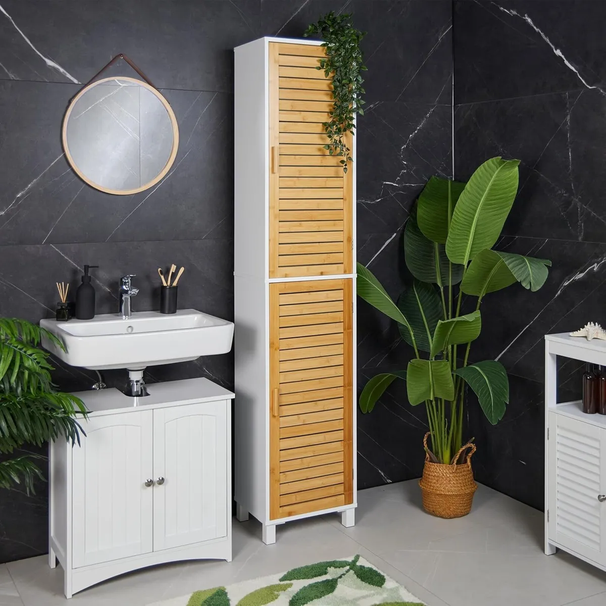 Bathroom Cabinet Hwd: 190x40x30CM 6 Compartments - Image 2