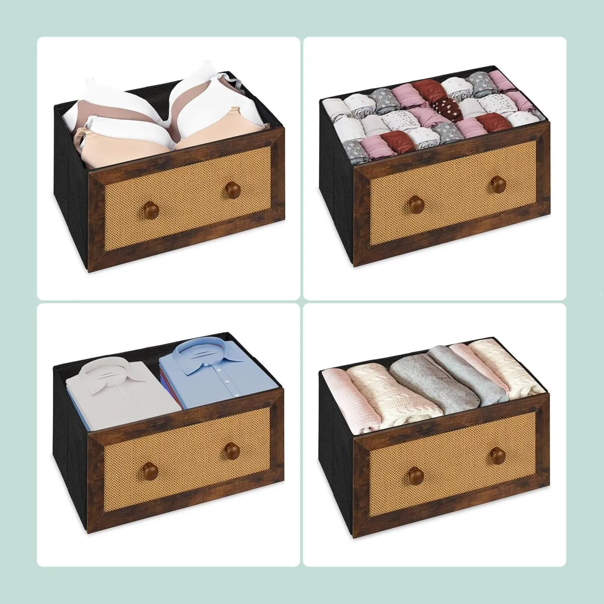 Sideboard 6 Drawers Rattan Style Storage - Image 4