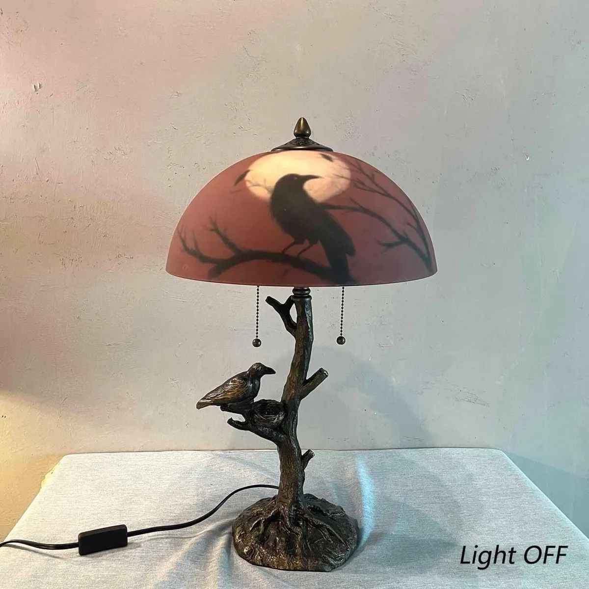 L30969 Ravens on Tree Branch Table Lamp 14"x22 - Image 3