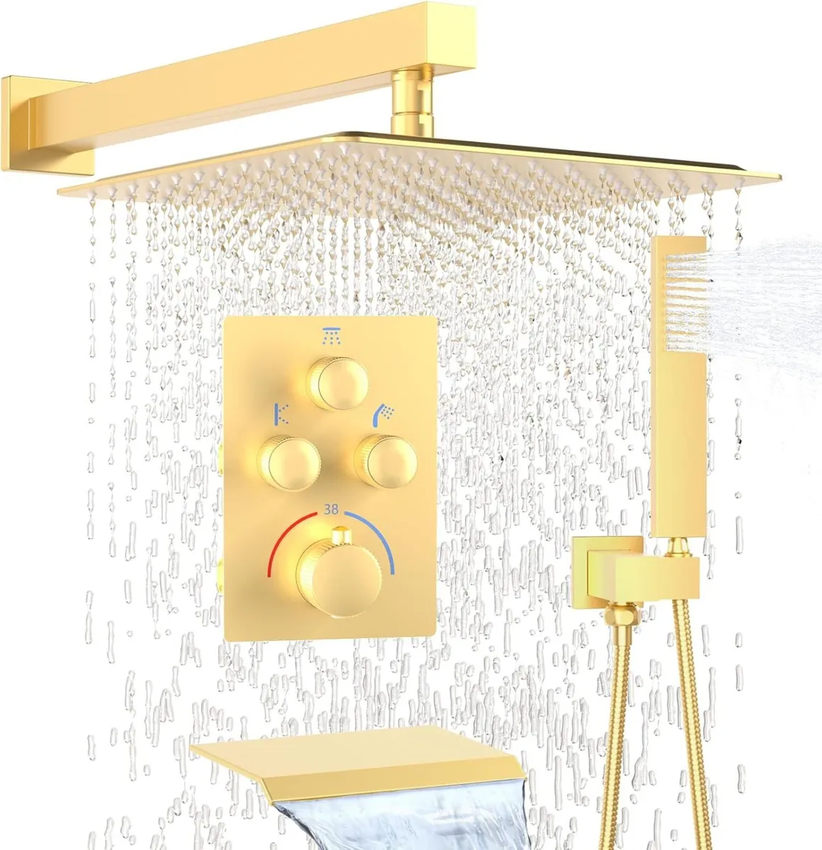 Shower System with Tub Spout Push-Button Valve Kit - Image 1