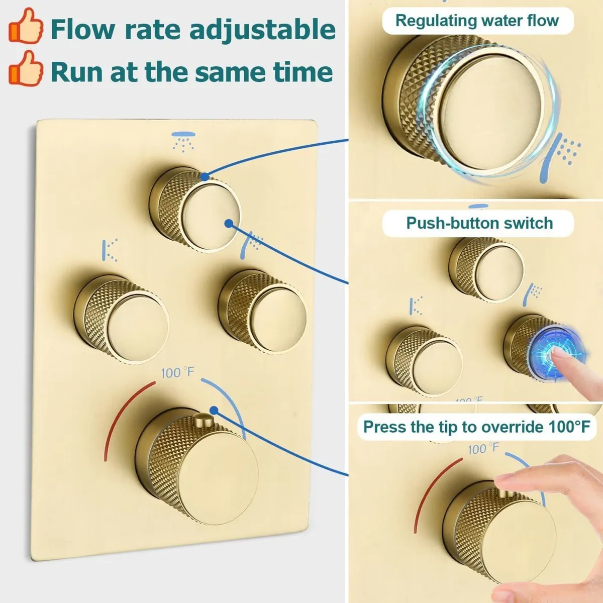 Shower System with Tub Spout Push-Button Valve Kit - Image 3