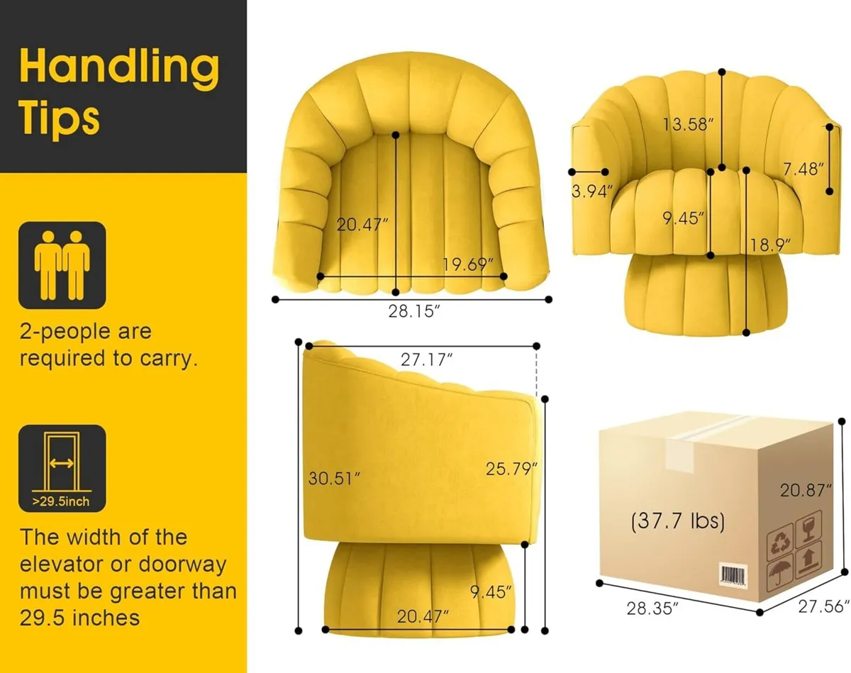 Mid Century Swivel Cuddle Barrel Accent Sofa - Image 2