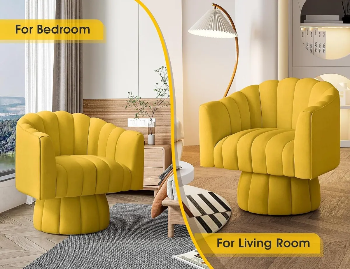 Mid Century Swivel Cuddle Barrel Accent Sofa - Image 4