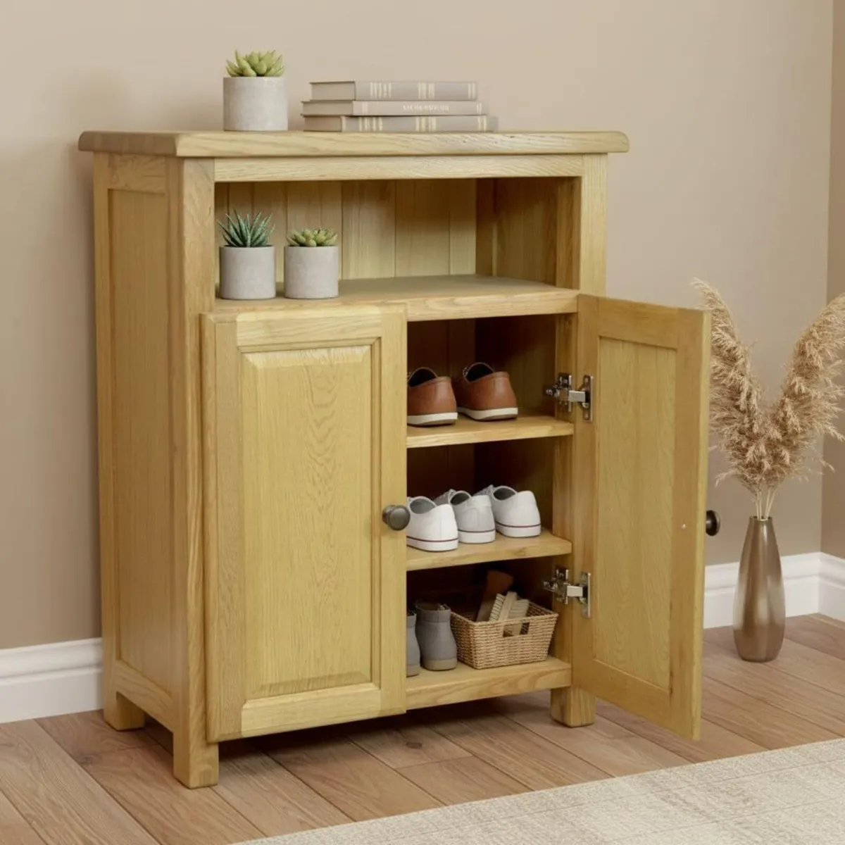Solid Oak Sideboard Shoe Cabinet Storage Unit - Image 1