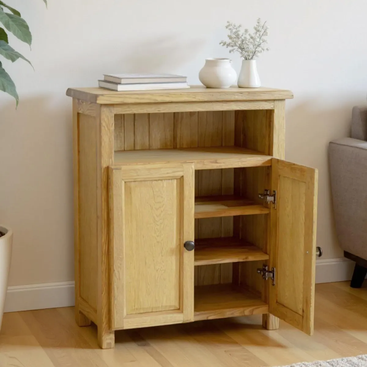 Solid Oak Sideboard Shoe Cabinet Storage Unit - Image 3