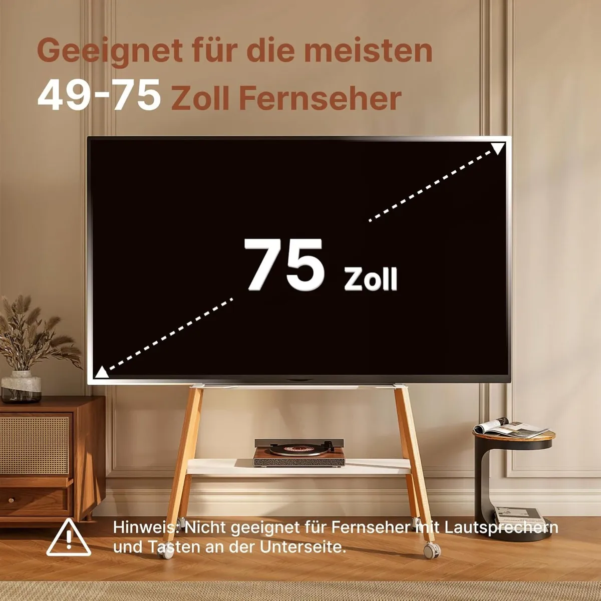 TV Stand with Wheels for 49 to 75 - Image 2