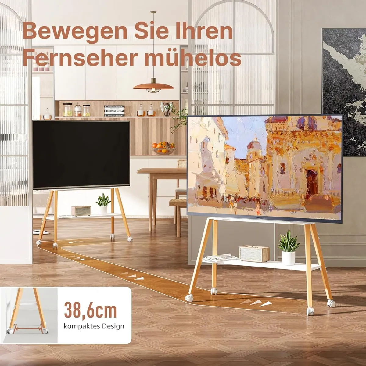 TV Stand with Wheels for 49 to 75 - Image 4