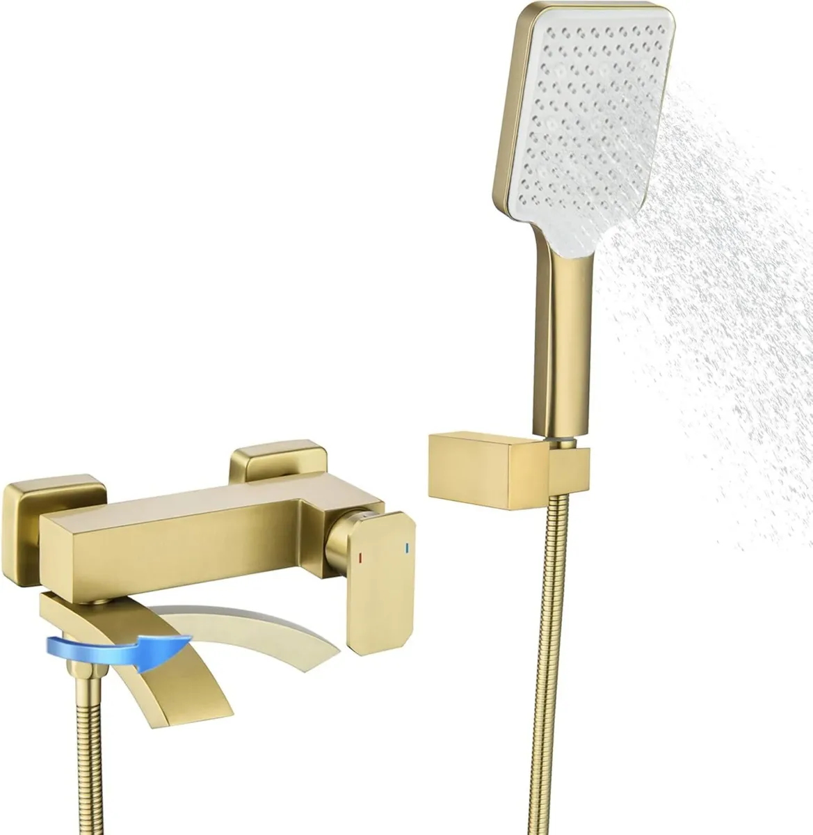 Bath Taps with Shower Brushed Waterfall Bathroom - Image 1