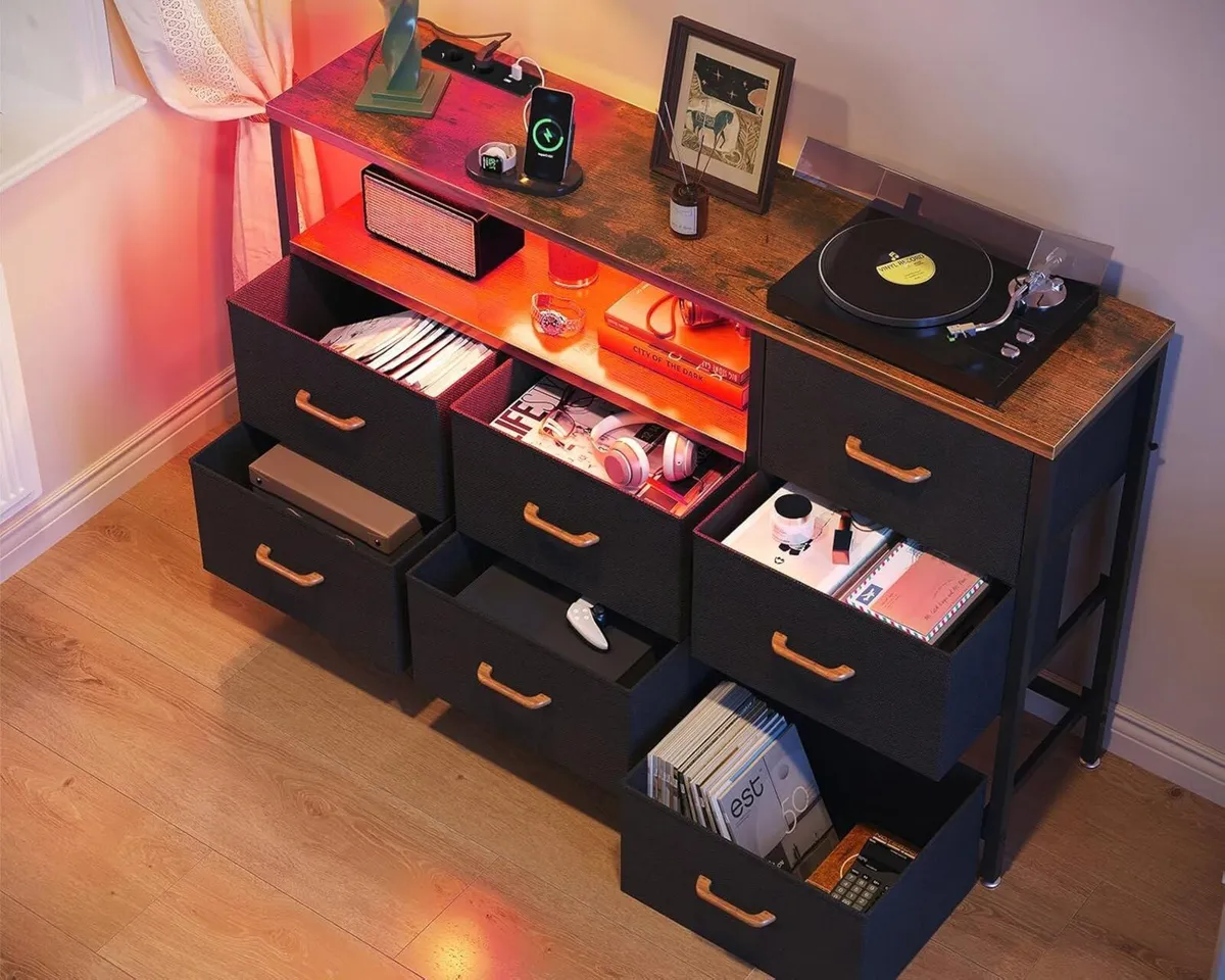 Bedroom Storage Unit with LED Strip 2 USB - Image 2