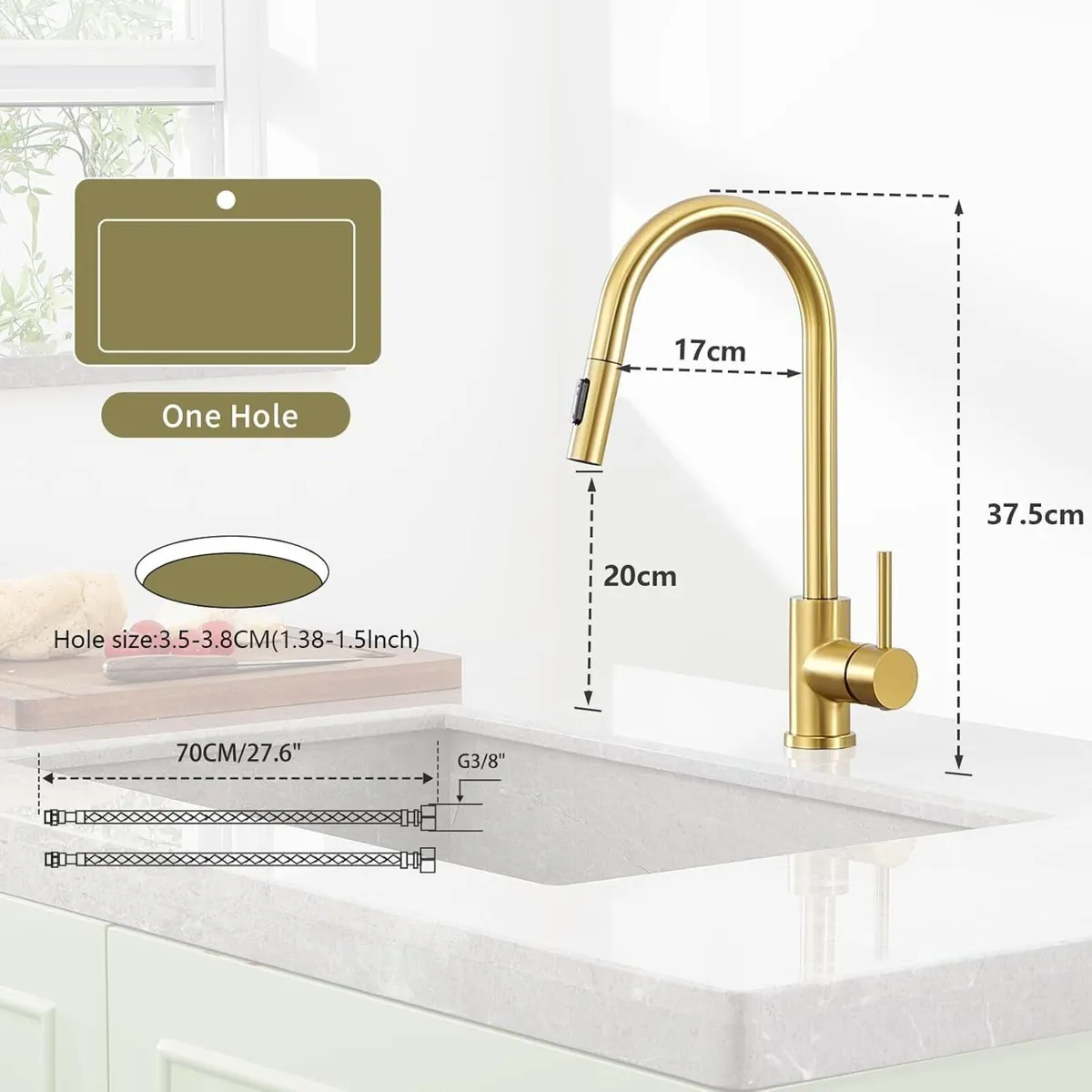 Kitchen Tap with Pull Down Sprayer - Image 3