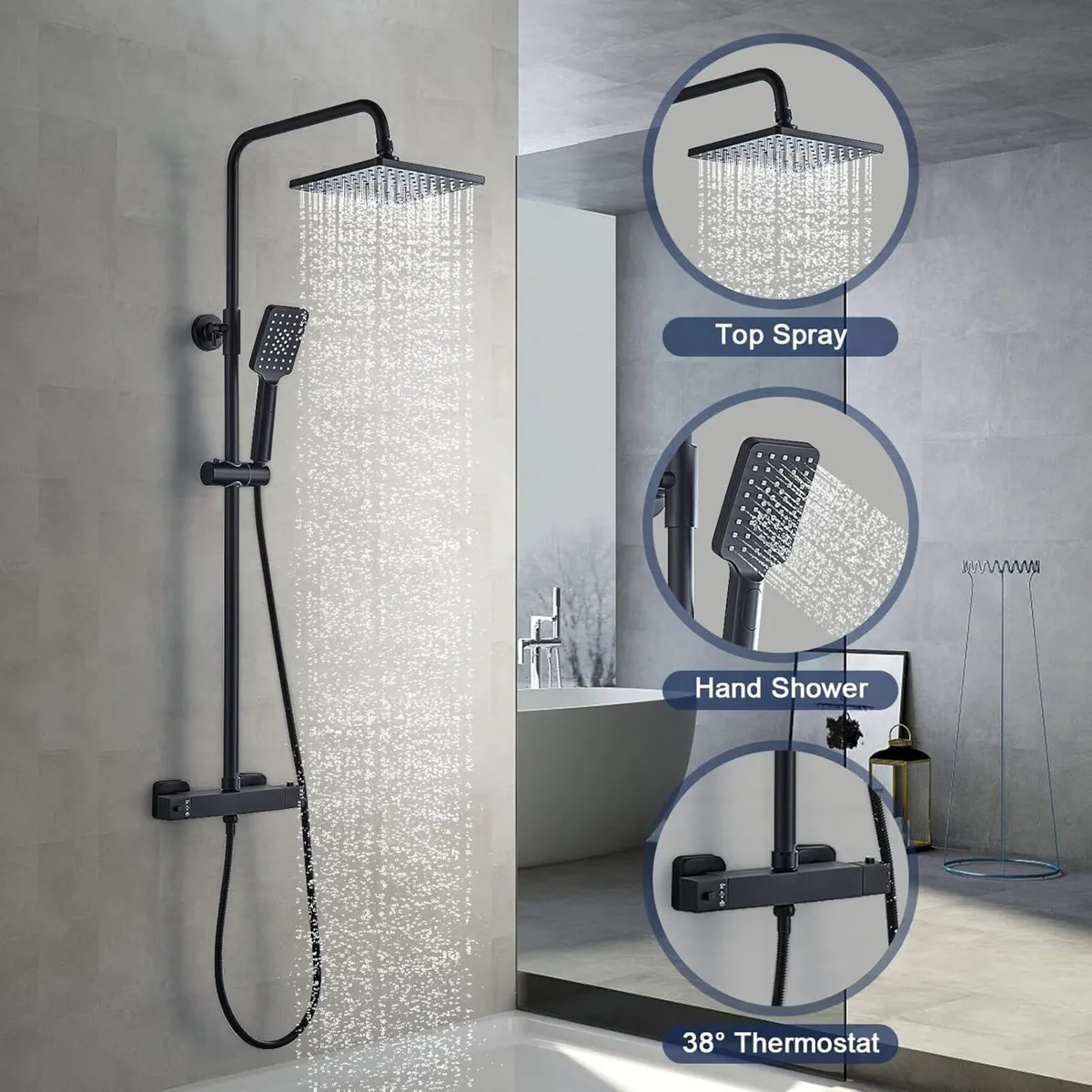 Thermostatic Shower Mixer Set Rainfall System - Image 4