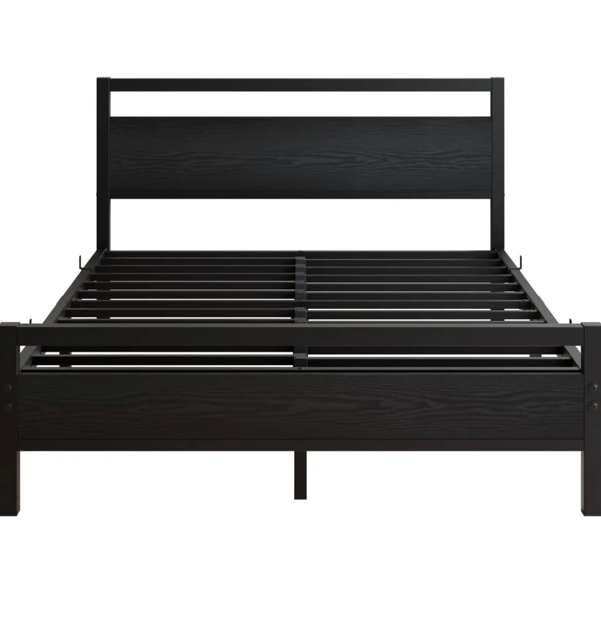4ft6 Double Bed Frames with Wooden Headboard,Heavy - Image 2