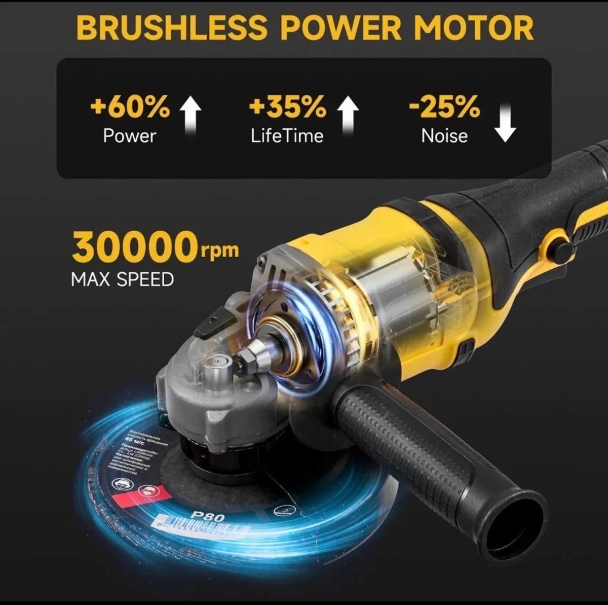 New 21v Cordless Brushless 125mm Angle Grinder - Image 4
