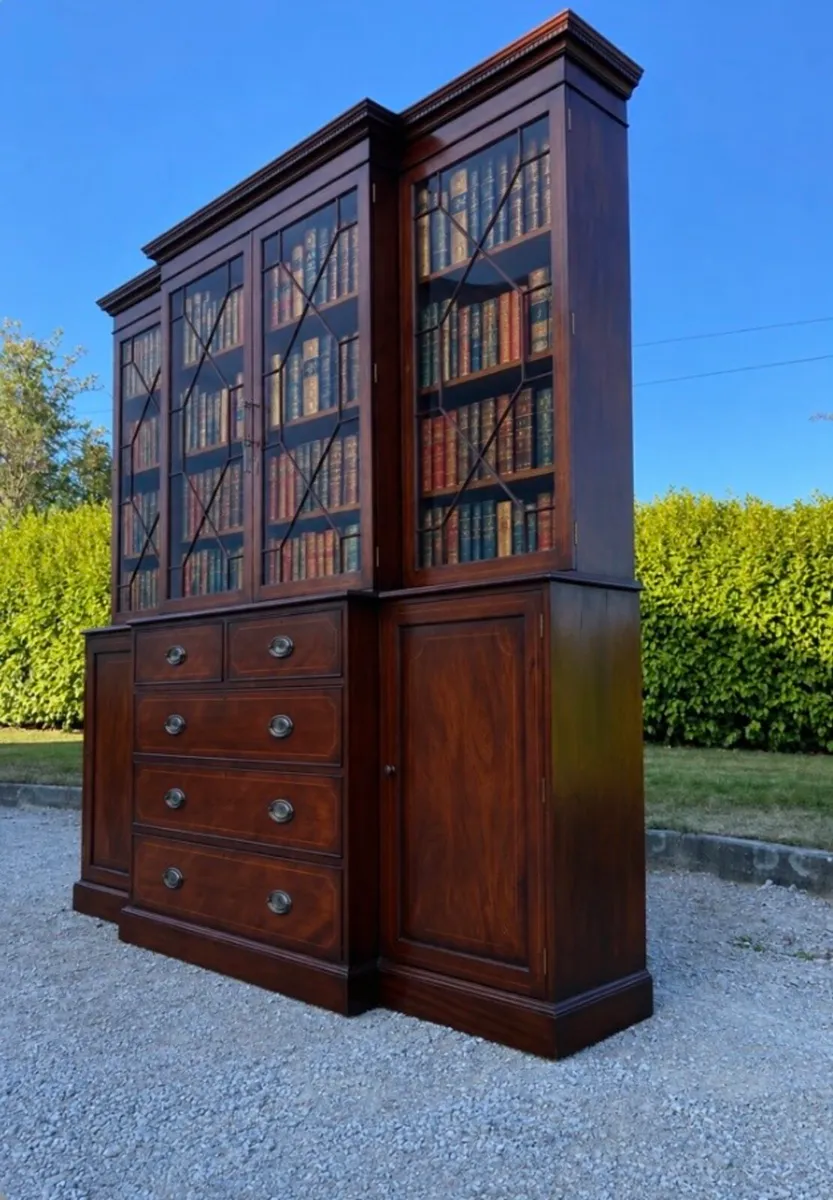 Edwardian library bookcase cabinet - Image 3