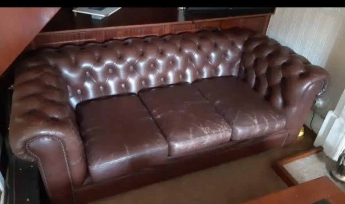Leather chesterfield sofa - Image 1