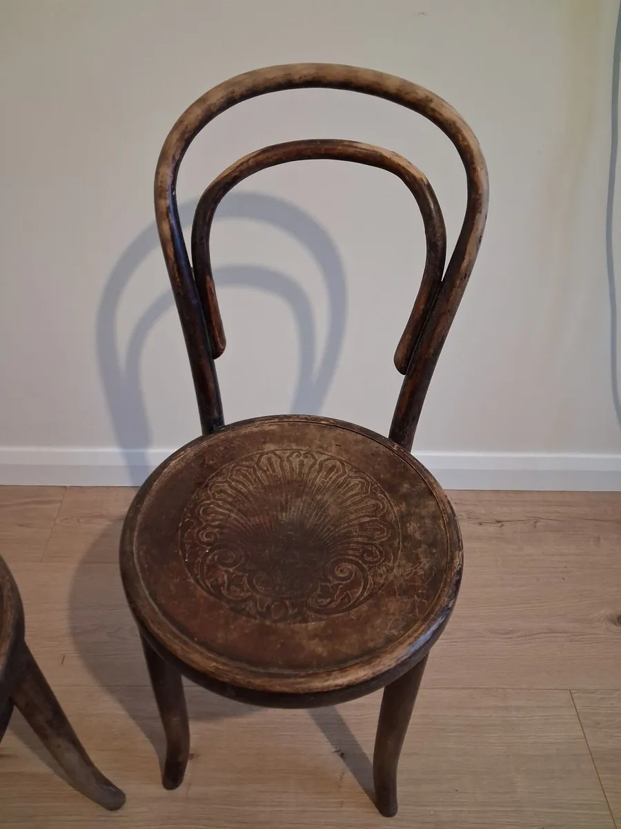 Pair of Antique Fischel Bentwood Chairs – Original - Image 3
