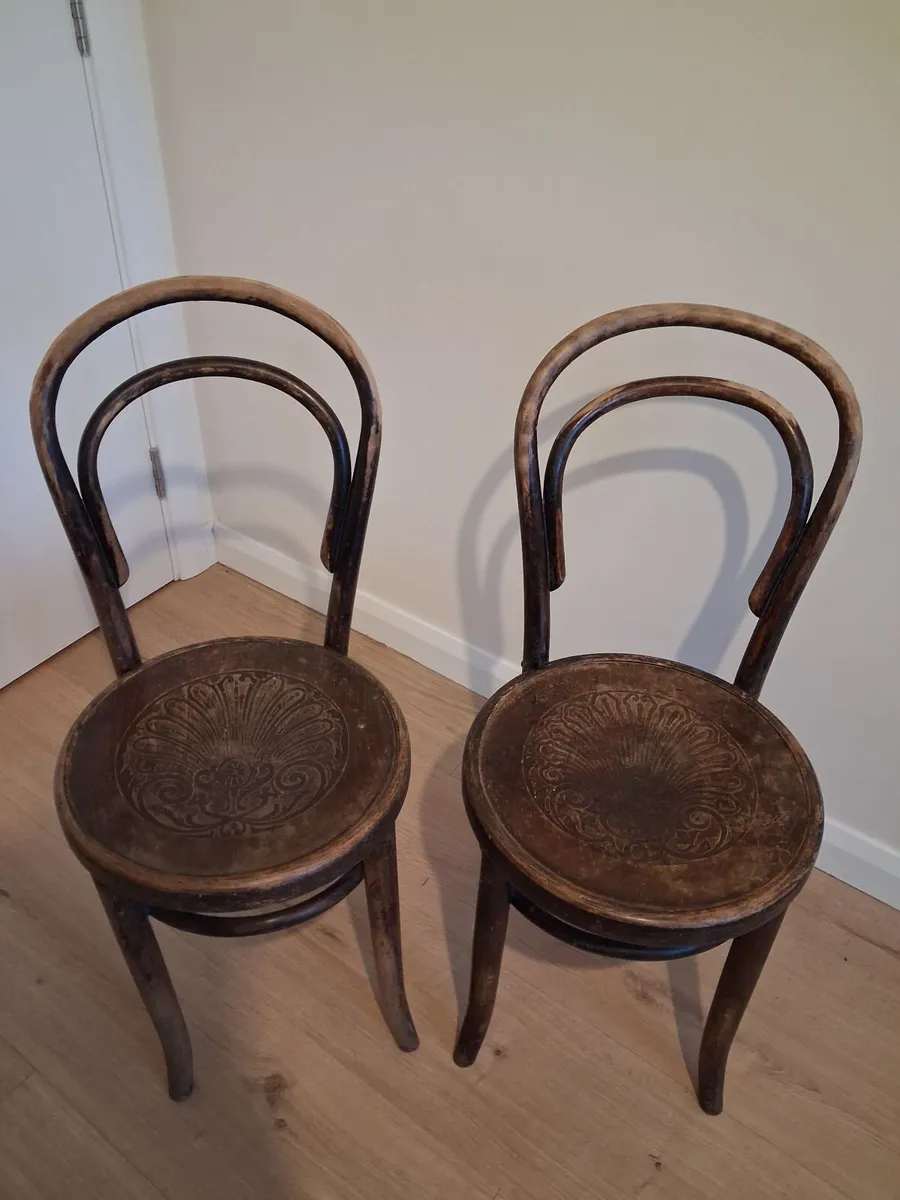 Pair of Antique Fischel Bentwood Chairs – Original - Image 4