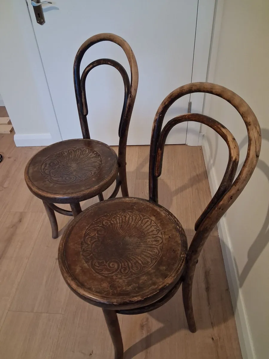 Pair of Antique Fischel Bentwood Chairs – Original - Image 1