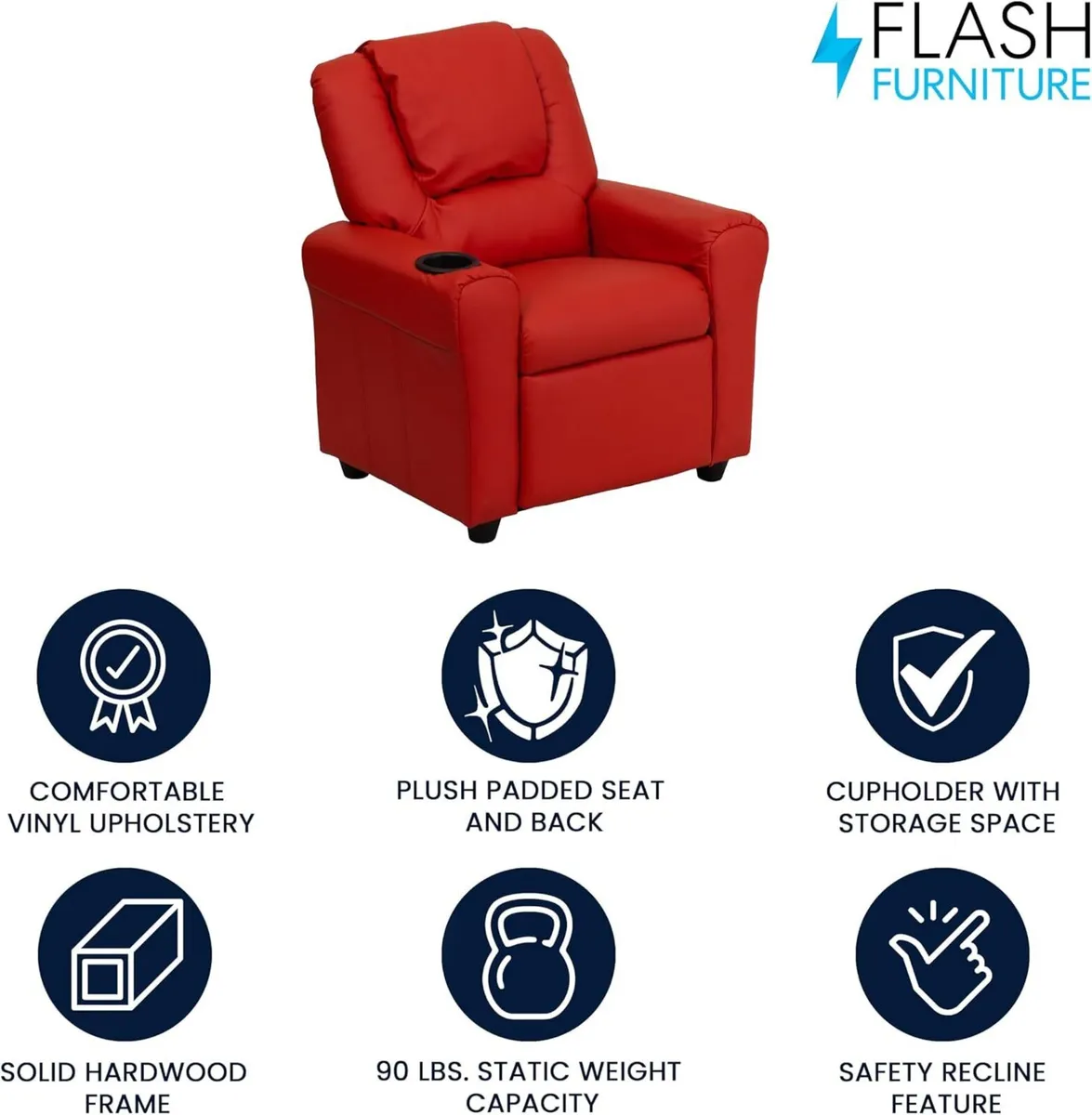 Contemporary Kids Recliner with Cup Holder - Image 4