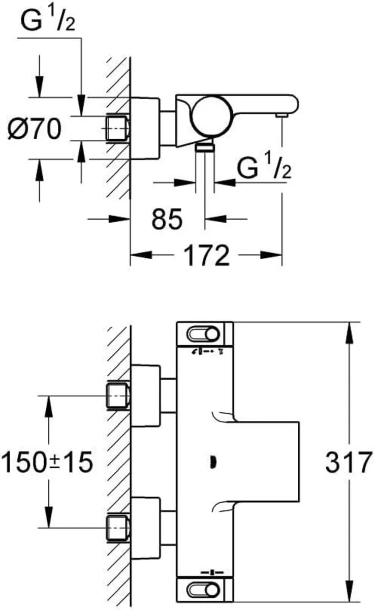 Grohtherm New Thermostatic Bath Shower Mixer 1 2 - Image 3