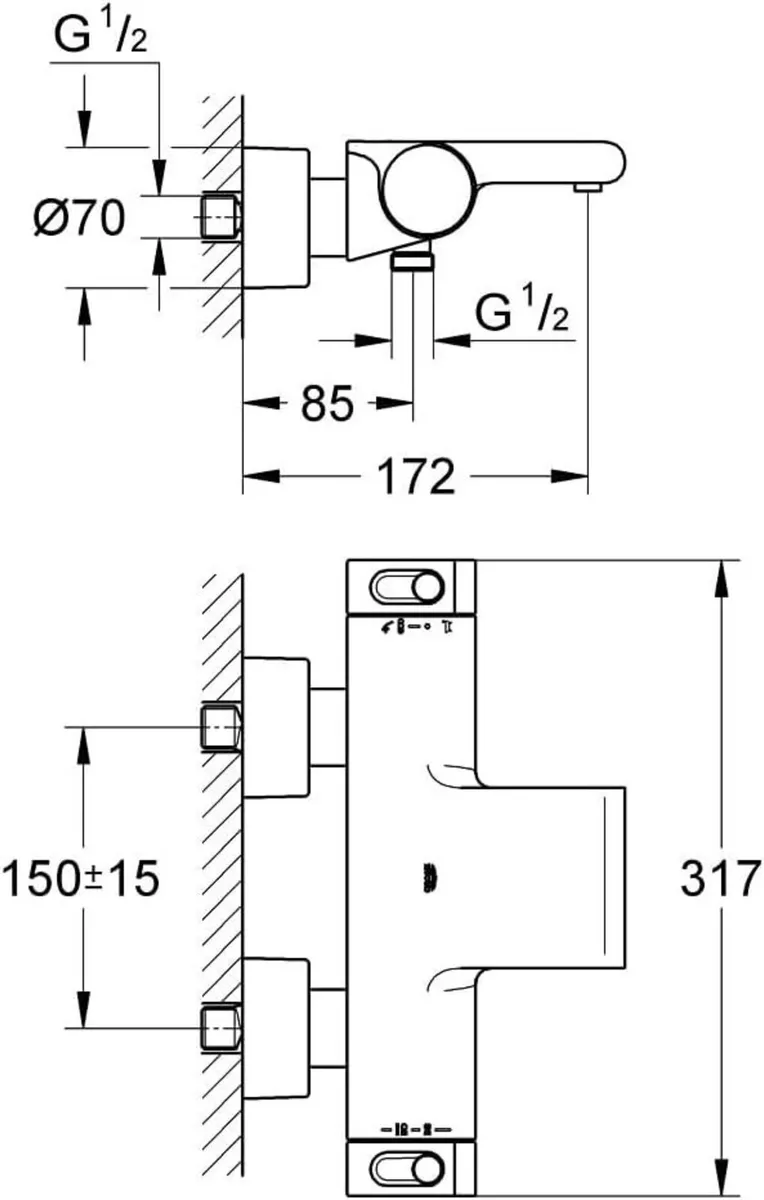 Grohtherm Thermostatic Bath Shower Mixer - Image 2