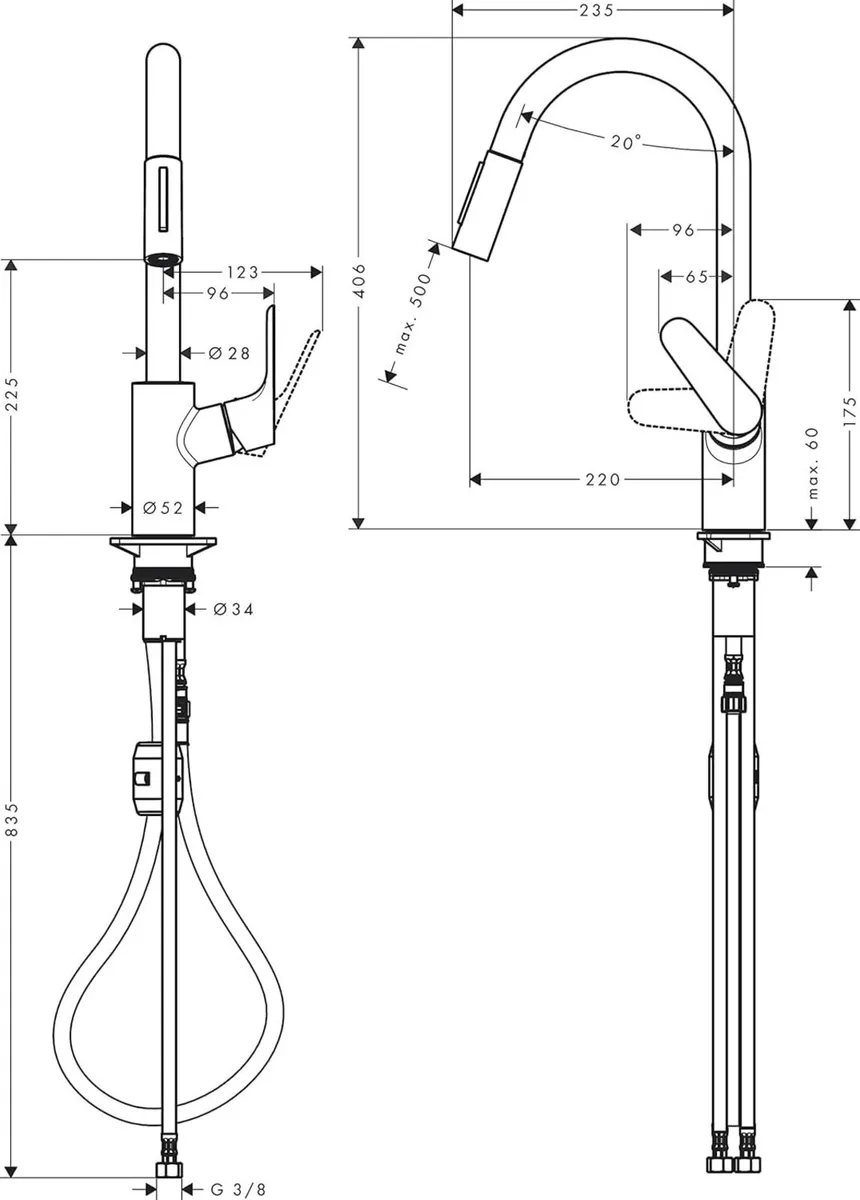 Metropol Single Bath Flush-Mounted with Lever - Image 3