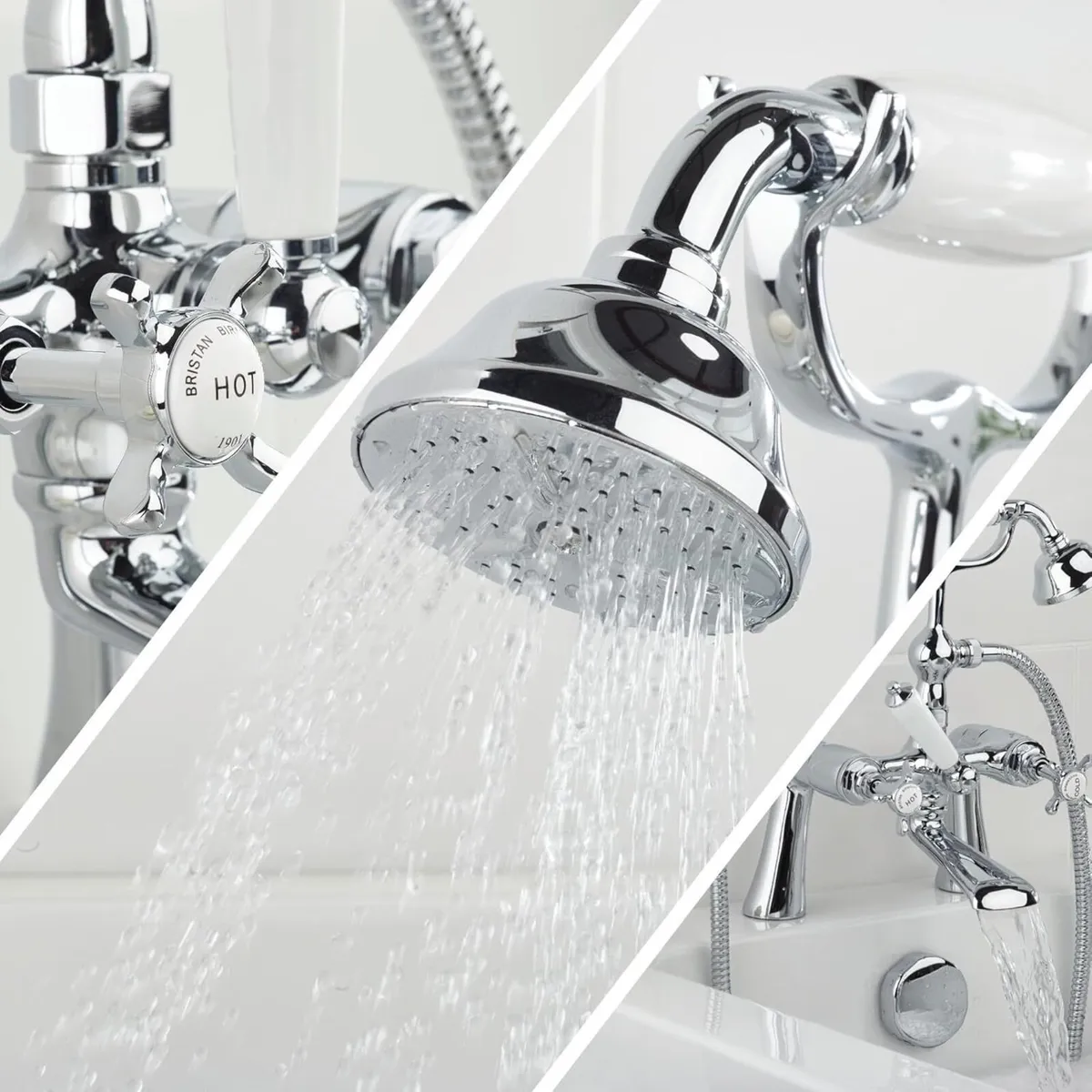 Traditional Bathroom Taps Chrome Bath Shower - Image 4
