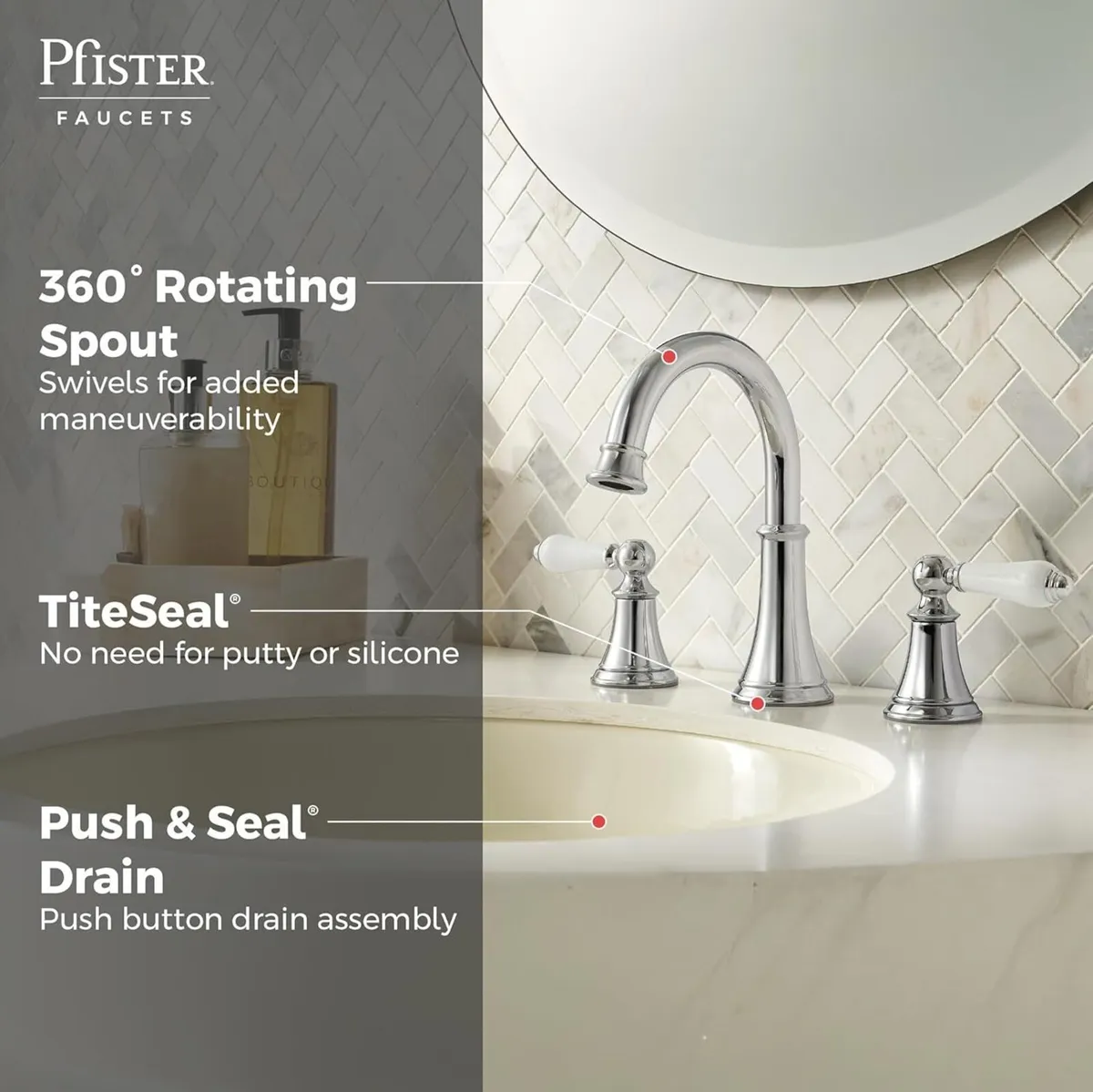 Bathroom Sink Faucet 8-Inch Widespread 2-Handle - Image 4