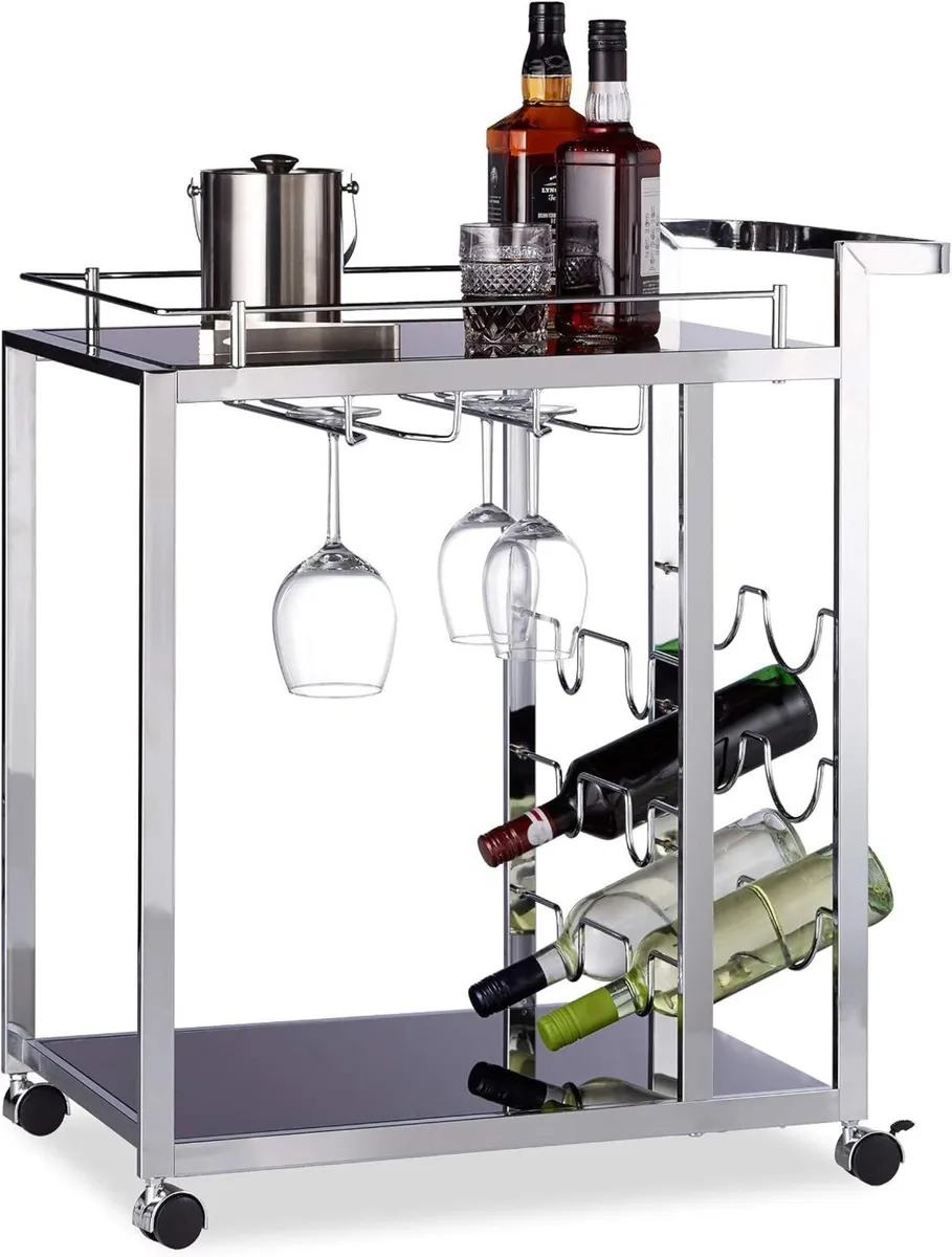 Baron Glass Serving Trolley Design Wine Rack - Image 1