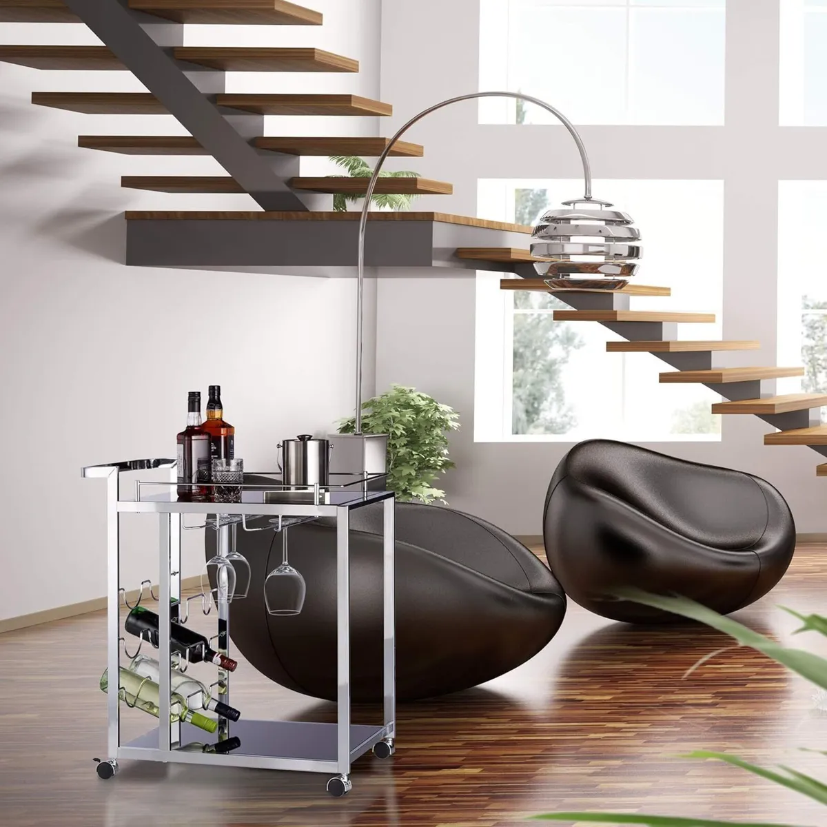Baron Glass Serving Trolley Design Wine Rack - Image 2