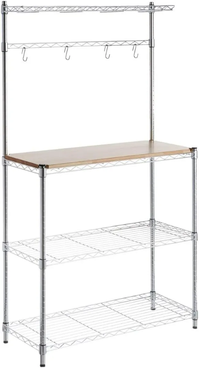 3-Shelf Rack Wood Chrome - Image 1