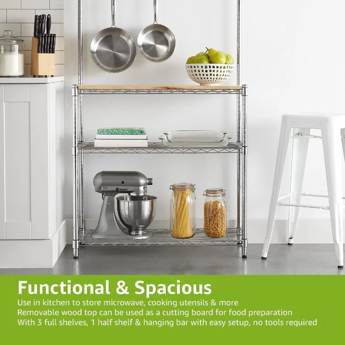 3-Shelf Rack Wood Chrome - Image 4