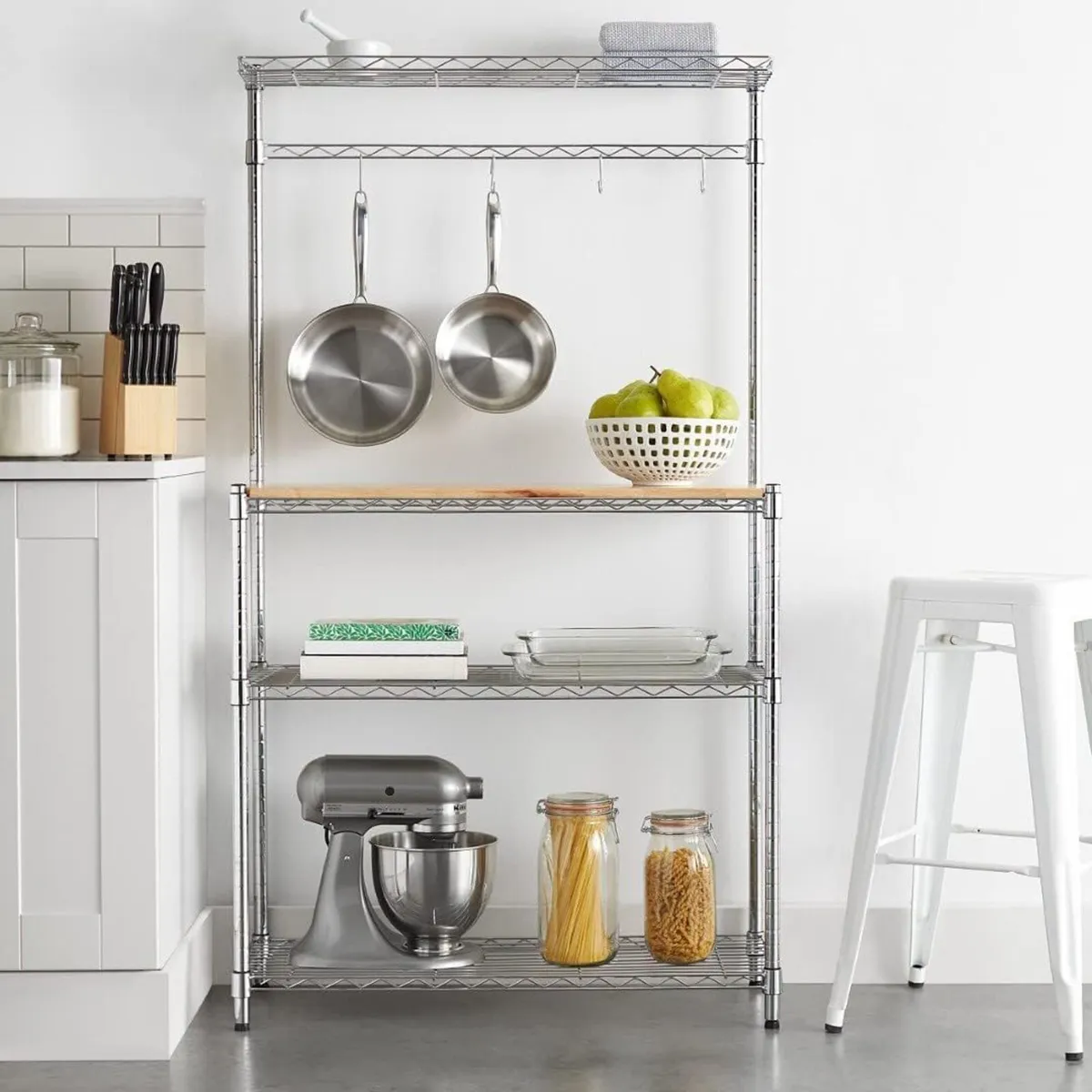 3-Shelf Rack Wood Chrome - Image 2
