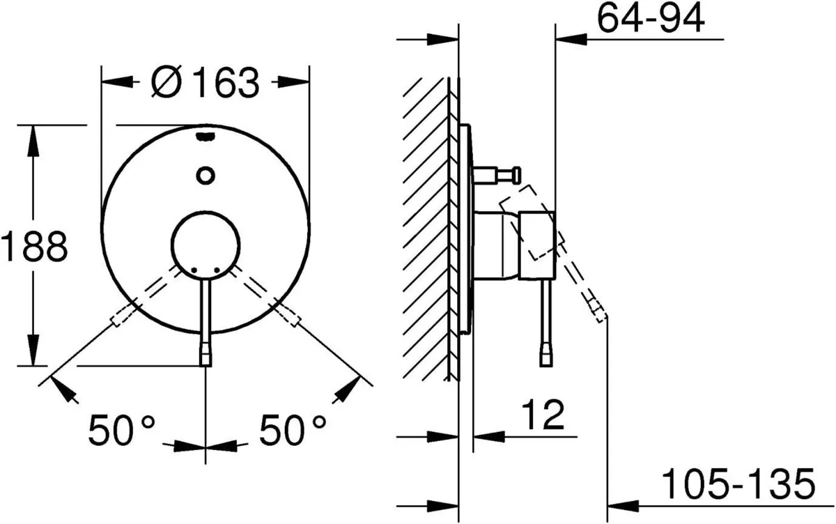 Essence Wall Mounted Bath Shower Mixer Trim Hard - Image 2
