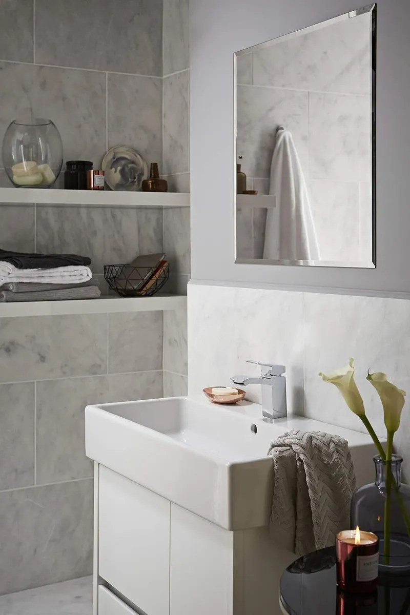 Bathroom Taps Square Chrome Basin Mixer Tap - Image 2