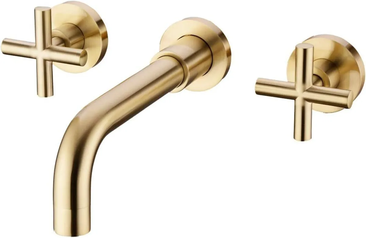 Brass Concealed Wall Mounted Bathroom Basin Sink - Image 1