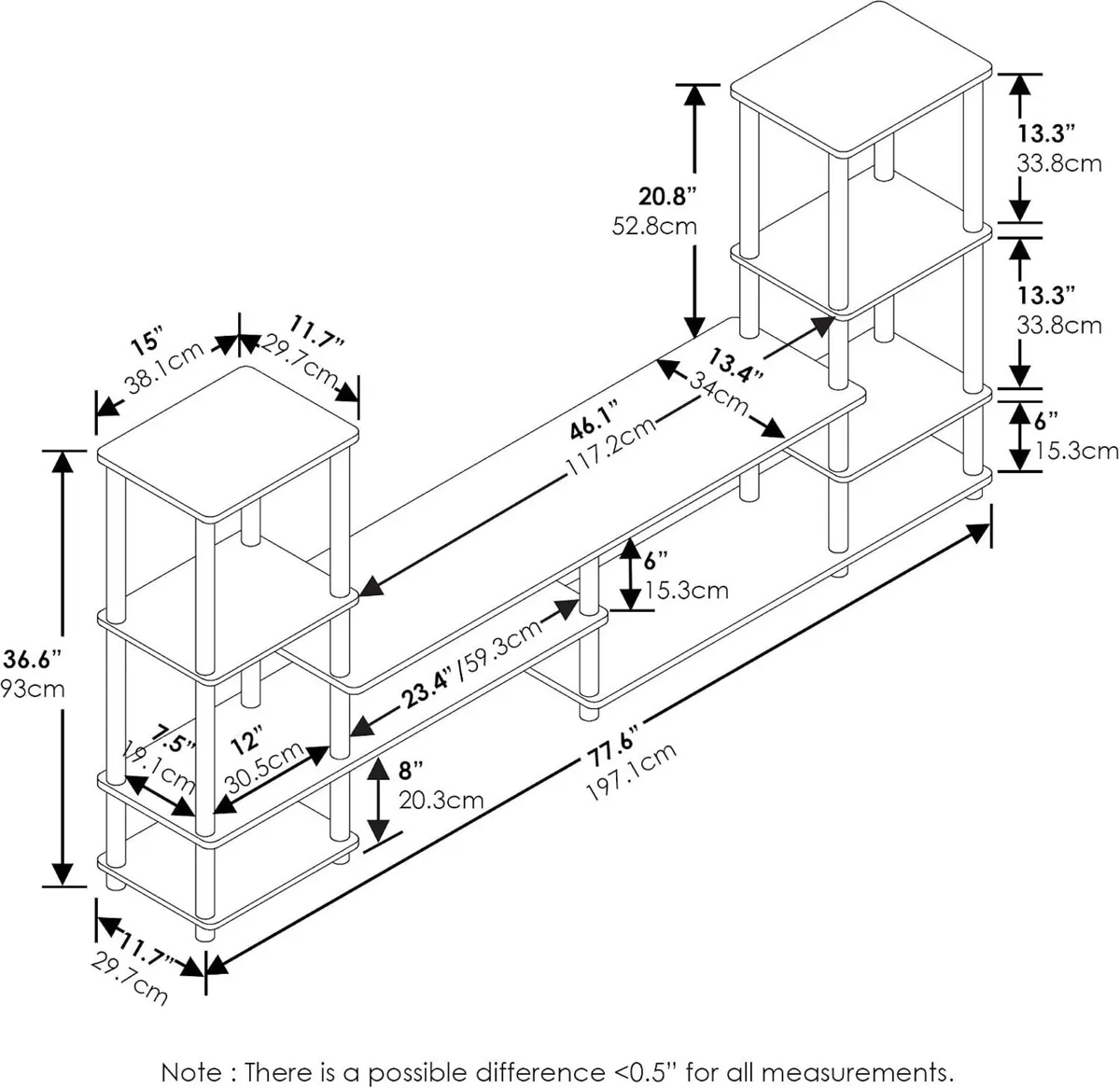 TV Stand for Up to 48 Inch Espresso - Image 3