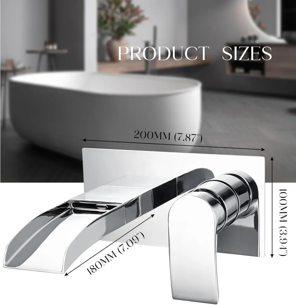 Taps Wall Mounted Waterfall Mixer Filler Tap - Image 3