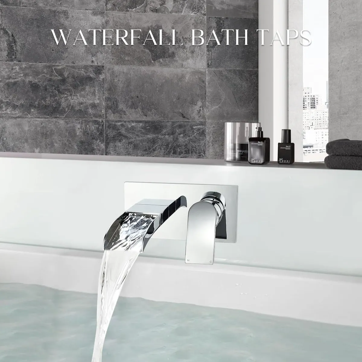 Taps Wall Mounted Waterfall Mixer Filler Tap - Image 4