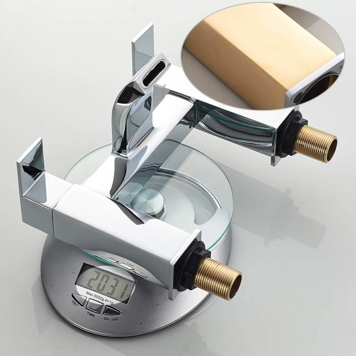 Mixer Tap Waterfall Tub Taps Square Bathroom Brass - Image 4