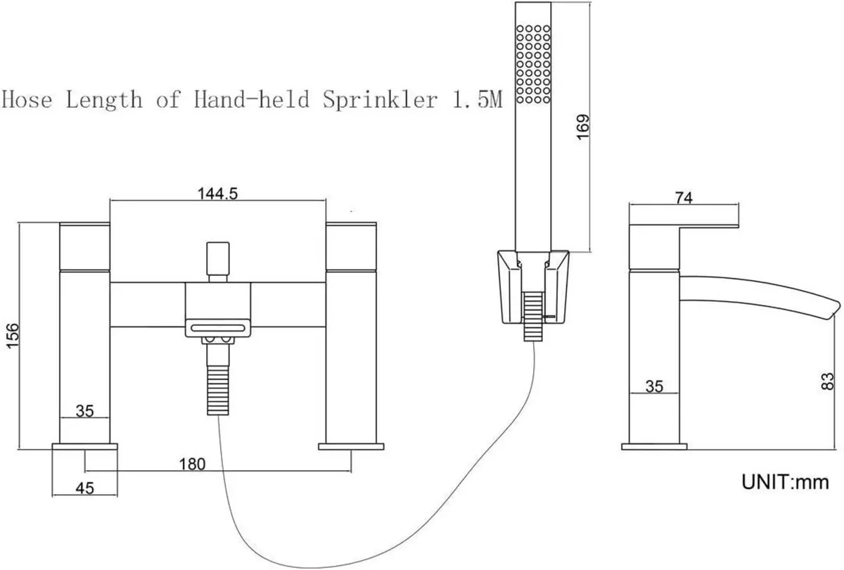 Bath Taps with Shower Waterfall Bathroom Bathtub - Image 3