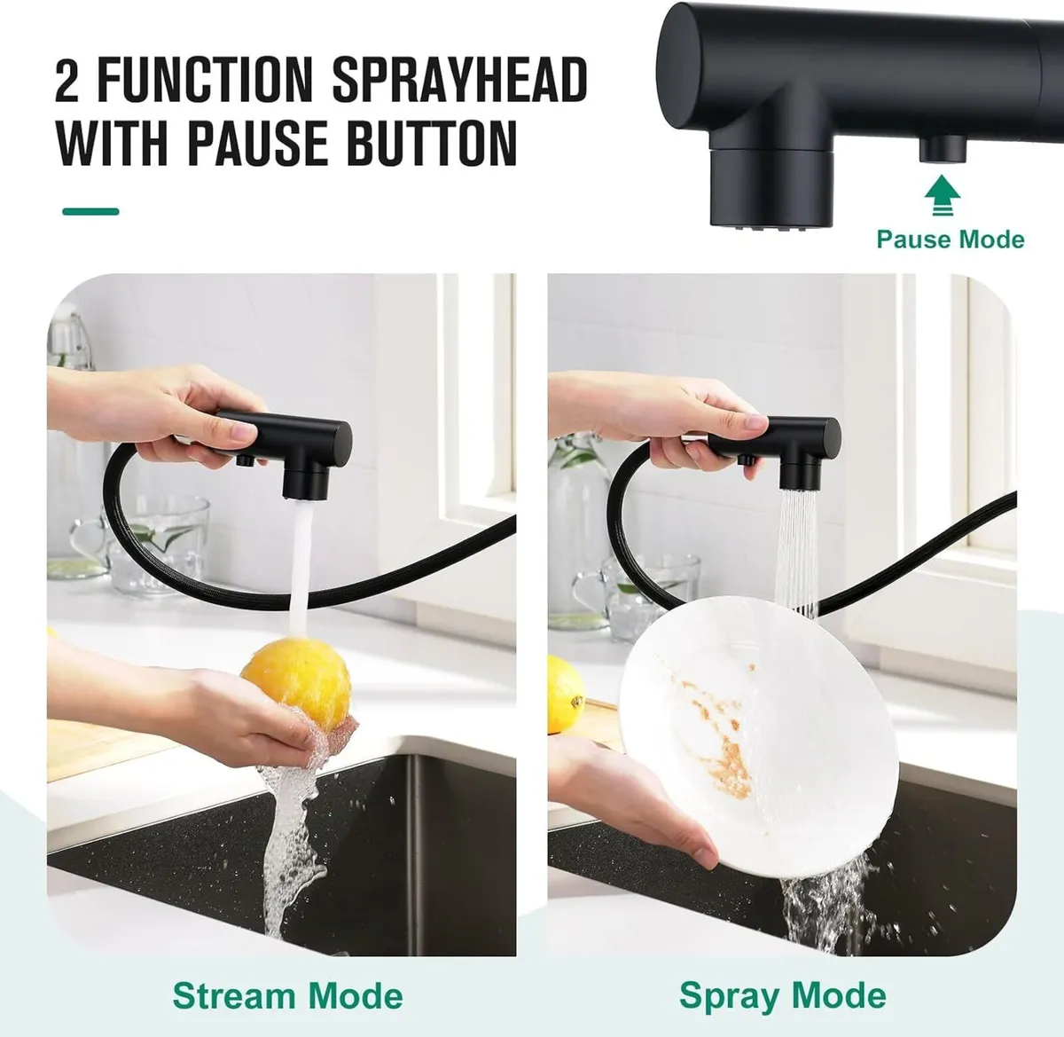 Kitchen Tap with 3 Function Sprayer Pull Out - Image 3