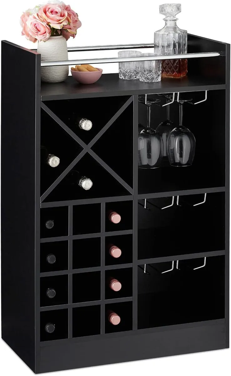 Wine Rack with Glass Holder for 22 Bottles - Image 1